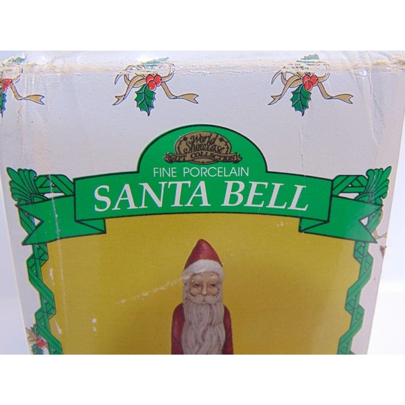 Santa Claus Bell Old World Jolly Christmas Showcase Porcelain Box Vintage Gift - Picture 10 of 14